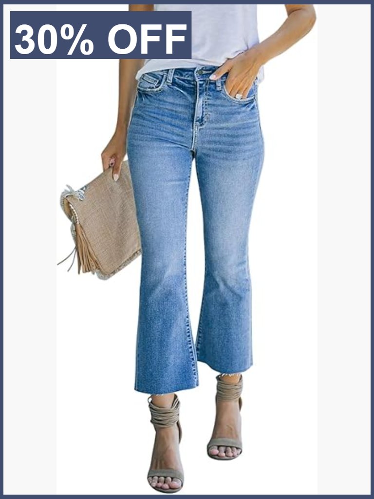 High Waisted Crop Flare Jeans Bell Bottom
